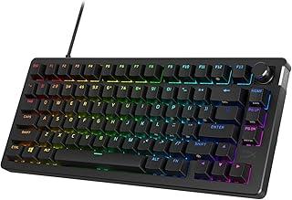 HyperX Alloy Rise 75 – Teclado mecânico para jogos 75% trocável a quente, PC, sensor de luz ambiente, montagem em junta, interruptores lineares