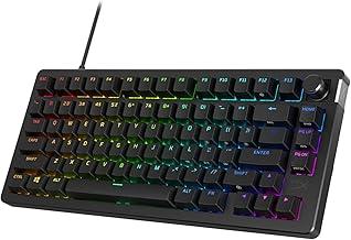 HyperX Alloy Rise 75 – Teclado mecânico para jogos 75% trocável a quente, PC, sensor de luz ambiente, montagem em junta, interruptores lineares