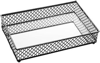 LYOR - Bandeja Retangular de Metal com Espelho Barcelona Preta 21cm x 13cm x 5cm