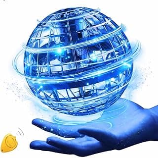 Bola Drone Voadora 360° Controlado à Mão, com Luzes LED e Controle Infravermelho – Bola Flutuante Infantil Recarregável Via USB, Interativa para Crianças, Brinquedo Voador (Azul Metálico)