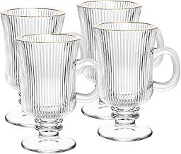 WOLFF - Conjunto 4 Taças para Cappuccino de Vidro com Fio de Ouro Lines 240ml