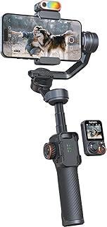 ho~hem iSteady M7 Tripe para Celular, Estabilizador Celular com Rastreamento de AI, Controle Remoto Touchscreen Destacável, Haste de Extensão, Luz de Preenchimento Magnética