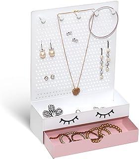 Porta Joias Expositor Bijoux, Organizador Bijuterias Cílios, Metal, Branco, Rosa, Preto - GEGUTON