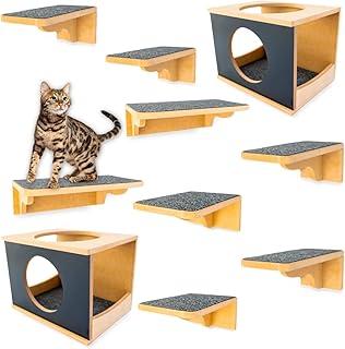 Playground Para Gatos 10Pçs Premium Resistente Já Montado Com Kit Fixação (Frente Preta)