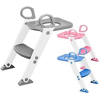 Assento Redutor Infantil para Vaso Sanitário com Escada Troninho Desfralde 3 em 1 (Cinza)