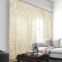 Cortina de Renda com Bandô Irlanda 3,00 x 1,80 m + Bandô 40 cm, Renda Clássica, Passante, Fácil de Lavar, Durável e Sofisticada – MARFIM