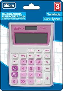Tilibra - Calculadora de Bolso 12 Dígitos Grande TC04 Rosa - 1 un com 40.43% de desconto por R$ 27,20 na amazon