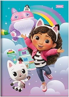 Kit de Cadernos Brochura, Foroni, 1/4, Capa Dura, A Casa Mágica da Gabby, 80 Folhas, Pacote com 5