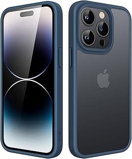 JETech Capa Fosca para iPhone 14 Pro 6,1 Polegadas, Case Proteção Contra Quedas à Prova de Choque, Capinha Traseira Translúcida Fosca para Telefone, Anti-Impressão Digital (Azul-Tempestade)