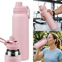 Garrafa de Água Térmica Inox 800ml - Garrafa Inox Portátil, BPA Free, Antivazamento, Parede Dupla Isolamento a Vácuo Quente e Frio - Garrafinha Academia Corrida Escritório - Amel (Rosa)