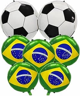 Kit Balões Brasil Futebol 7 Peças 18" 22" Copa do Mundo Decoração Festa Brasil Bandeira Bola Orbz 4D Aniversário Tema Futebol com 10% de desconto por R$ 17,91 na amazon