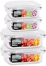 Kit 4 Potes de Vidro Hermético Geladeira Marmita 370ml/640ml