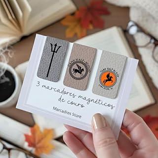 Kit com 3 Marcadores de Página Magnéticos de Couro Ecológico – Tema Percy Jackson | Mitologia Grega