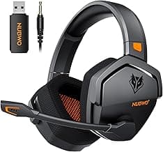 NUBWO Wireless Gaming Headset with Mic for Ps5 Ps4 PC, Zero Interference, 100-Hour Battery All-Day Play, 23ms Sync​ for Fortnite & Call of Duty/FPS Gamers, Triple Mode All Devices Compatible - Orange