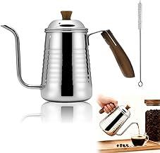 Chaleira pescoço de ganso, Chaleira de Café Pour Over 700mL, Alça De madeira Anti-Quente, Aço Inoxidável com Design de Bico de Fluxo para Café & Chá