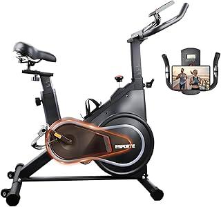 Hivento Bicicleta Ergométrica com Volante de 10 kg, Capacidade de 150 kg e Baixo Nível de Ruído, Bike Ergometrica com Suporte para Tablet e Suporte para Garrafa de Água（preto）