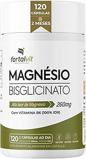 Magnésio Bisglicinato Longa Duração: 2 Meses de Uso, 260mg Magnésio + Vitamina B6, 120 Cápsulas, Fortalvit