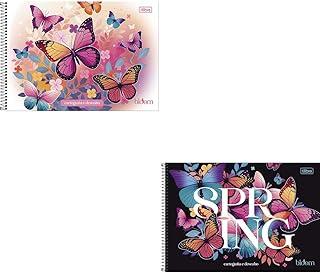 Kit com 4 Cadernos de Desenho, Tilibra, Universitário, Capa Dura, Bloom, 80 Folhas, Capas Sortidas