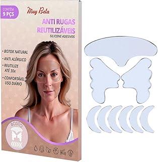 Adesivo Anti Rugas Rosto Silicone 9 Peças Reutilizável 30x – Patch Facial Lifting Noturno Reduz Linhas de Expressão Skin Care Premium Muy Bela