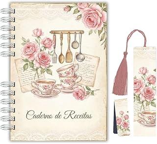 Caderno de Receitas Vintage Cottagecore A5 Capa Dura Wire-O com Elástico – 174 Páginas | Acompanha Marcadores de Página com Tassel e Magnético
