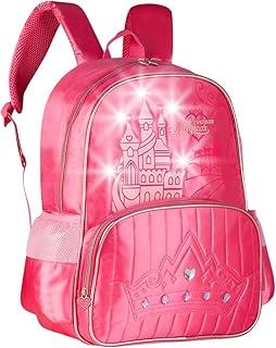 Wellmix Mochila Infantil Interativa, Rosa, Poliéster, Médio, com Luzes e Princesas Mágicas, Moderno, 8 Compartimentos, para Escola, 35x12x39 cm, Adolescente, Rebecca Bonbon