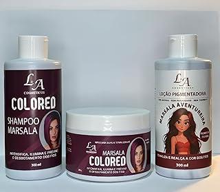 Kit Shampoo, Condicionador e Máscara Tonalizante Avelã - Acobreado Chocolate Morena Iluminada - Sem Amônia Resultado 100% Natural - 3 x 300g – Efeito Natural, Brilho Intenso e Cobertura Gradual - MARSALA