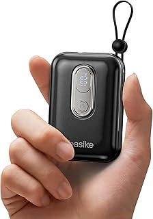 Basike Mini Power Bank, Carregador Portátil Universal 10000mAh, USB-A (até 22,5W, QC) + USB-C (até 20W, PD), com 2 Cabos Integrados (USB-C e Lightning), LED Numeric Power Display (Preto)
