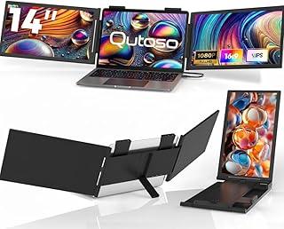 Extensor de tela portátil, 14" FHD 1080P IPS Extensor de monitor triplo, monitor portátil duplo para laptop 14 "-16", tela portátil do monitor USB C para Windows, Mac, Android, Chrome, Plug and Play