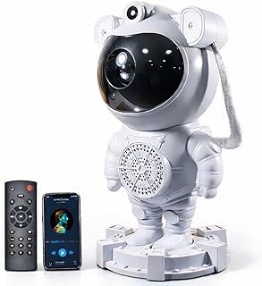 Projetor Galáxia Astronauta Space Buddy, Luz Noturna Estrelada para Quarto, Controle Remoto, Bluetooth, Temporizador, Efeito Céu Estrelado no Teto, Ideal para Crianças e Adultos