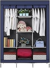 Guarda Roupa Dobrável Armário Organizador de Roupas 3 Portas Multiuso (Azul)