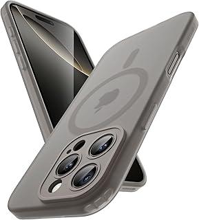 JETech Capa Matte para iPhone 16 Pro 6,3 Polegadas Compatível com MagSafe, Antiamarelecimento e Anti-Impressão Digital, Case Macia de TPU Fosco Translúcido à Prova de Choque (Titânio Natural)