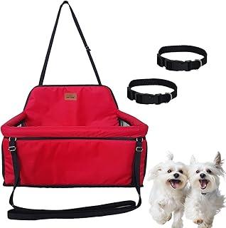 Cadeira Assento Transporte Pet Dupla Vermelho para 2 Pet Cães Gatos Juntos Carro Seguro Até 30kg