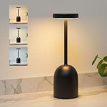 Luminária de Mesa Sem Fio – Luminárias LED Recarregáveis com Luz Ajustável de 3 Cores, para Quarto, Restaurante, Pátio e Decoração