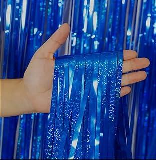 Kit 2pçs Cortina Metálica Holografica Decorativa 2x1 Metros (AZUL ESCURO)