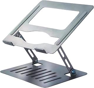 Suporte para Notebook e Tablet em Metal Ajustável Portátil Dobrável Apoio Base Laptop até 17 Polegadas com Altura Regulável Ergonômico Resistente
