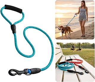 Guia Passeio Cachorro 1,2m Corda Resistente Guia Cachorro Coleira Pet Mosquetão Reforçado Cães Médio Grande Porte Treinamento Adestramento Alta Resistência Caminhada Controle Segurança (Azul)