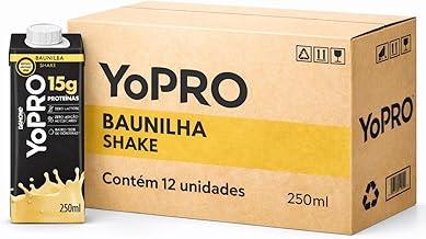 Kit 12 YoPRO Baunilha Shake 250ml – 15g de Proteínas por Unidade, Bebida Láctea Proteica UHT Pronta para Beber