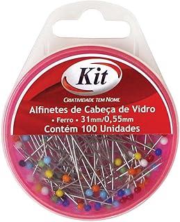 Alfinete de Costura, Kit, Cabeça De Vidro, 31mmx0.55mm, 100 unidades