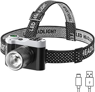 Lanterna de Cabeça LED Recarregável com Zoom Ajustável Foco Regulagem de Inclinação até 90 Graus Fita Ajustavel Ciclismo Pesca Bike Caminhada Acampamento Corrida