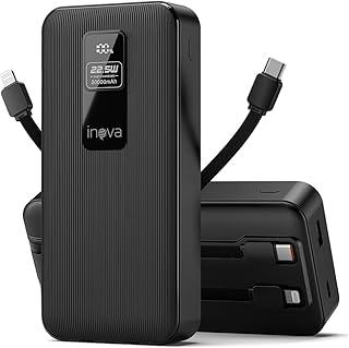 INAVA Carregador Portátil, Power Bank 20000mAh, Carregamento Rápido 22.5W PD, Design Ergonômico, Compatível com iPhone 17/16/15/14/13/12 e Android, Ideal para Viagens (Preto)