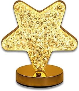 Luminária de Mesa Estrela LED Recarregável USB-C, Touch Dimerizável, 3 Cores Fria Neutra Quente, Base Antiderrapante