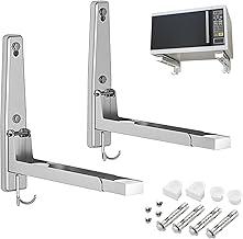 Suporte Para Microondas,Suporte Para Microondas de Parede,Suporte de Parede em Aço Carbono Para Forno e Micro-Ondas,Com Gancho,Comprimento Ajustável,Instalação Prática