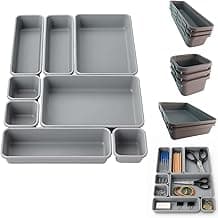 Kit 8 Organizador Modular de Gavetas 8 Peças em Plástico Resistente para Cozinha, Escritório e Banheiro - Lene
