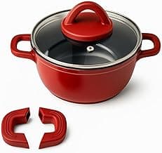 Panela Caçarola de Alumínio e Revestimento Cerâmica Granito Vermelha Clink 16cm x 7,5cm - 1,10 Litros - Espessura 2mm