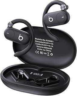 Fones de Ouvido Sem Fio Basike D91, Bluetooth 5.4, Estéreo Hi-Fi, Tela LED, 100h Standby, Leve e Confortável, Ideal para Corrida e Exercícios (Preto)