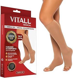 Meia 3/4 Vitall Medical Sem Ponteira Média Compressão 18-21 mmHg Anti Trombose Circulação