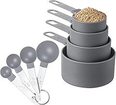 LUMAI Conjunto de Medidores de Cozinha com 8 Peças, Inclui Colheres, Xícaras e Copo Dosador em Aço Inoxidável, Precisão e Durabilidade, Ideal para Receitas e Medições – Cinza