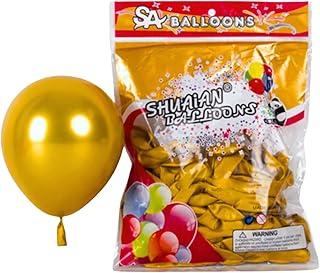 Balão Metalizado de Látex 12 Polegadas - 50 Unidades para Decoração de Festas, Casamentos, Aniversários e Eventos (Dourado Ouro)
