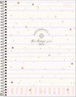 Tilibra - Caderno Espiral Capa Dura Universitário 10 Matérias Soho 160 Folhas - Fundo Bege Listras Lilas