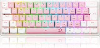 TECLADO MECANICO GAMER REDRAGON ANIVIA ROSA COM BRANCO RGB COM SWITCH MARROM ABNT-2